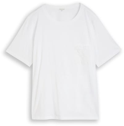 Tom Tailor - Plus Size - Boxy Fit T-shirt met borstzak - Maat 46 - White