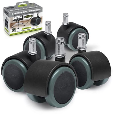 Universele Rubber Bureaustoel Wielen - Set van 5 - 50mm Zwenkwielen voor Harde Vloeren