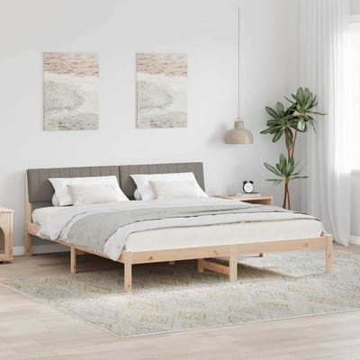 vidaXL - Bedframe - Bruin - en - taupe - 180 - x - 200 - cm - Massief - grenenhout
