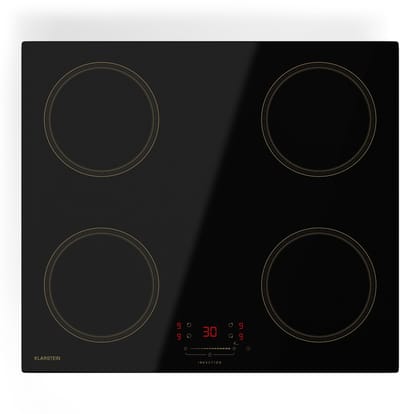 Klarstein Victoria Inductiekookplaat – 4-zones inbouw-inductiekookplaat, 7.000 W met boosters, Schuifregelaar en timer, Kinderslot, Zwart, 59 cm design