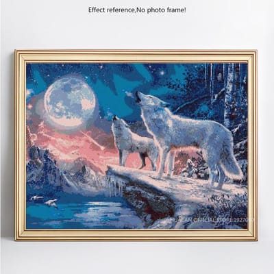 Diamant schilderij dier Wolf nacht Strass mozaïek diamant borduurwerk 20X30CM