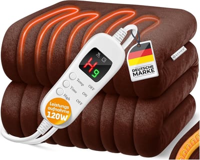 Elektrische Warmtedeken - Verwarmingsdeken Pluche - Ontspannen Warmte - 9 Temperatuurstanden - 160 x 120 cm - Bruin