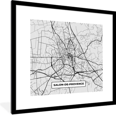 Fotolijst incl. Poster - Stadskaart - Frankrijk - Kaart - Salon-de-Provence - Plattegrond - 40x40 cm - Posterlijst