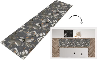 Keukenloper - Loper keuken - Vogel - Patroon - Wolken - 200x50 cm - Keukenloper vinyl