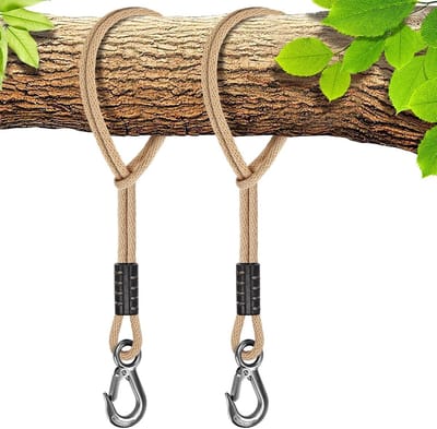 2 Stuks Hangtouw van 1,5m voor Hangmat en Schommel, Polyester Koord met Haak tot 2200lbs, Ideaal voor Buiten en Speeltuin Accessoires, 10mm Diameter