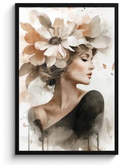 Poster in lijst - Fotolijst 60x90 cm - Posters - Bloesem - Portret - Gezicht - Posterlijst zwart - Decoratie - Wanddecoratie woonkamer - Muurdecoratie slaapkamer