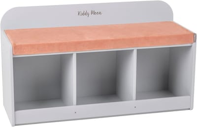 Multifunctionele Zitbank voor Kinderen - Opbergmeubel en Zitgelegenheid in Grijs/Woestijnroze
