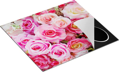 Chefcare Inductie Beschermer Roze Rozen Achtergrond - Bloemen - 60x50 cm - Afdekplaat Inductie - Kookplaat Beschermer - Inductie Mat