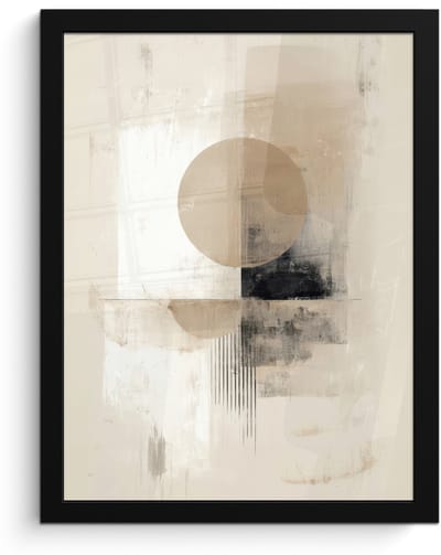 Poster in lijst - Fotolijst 30x40 cm - Posters - Cirkel - Compositie - Diepte - Beige - Posterlijst zwart - Decoratie - Wanddecoratie woonkamer - Muurdecoratie slaapkamer