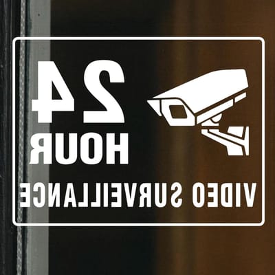 Bewakingscamera Sticker - 24 Uur Toezicht Bord - Bedrijfsbeveiliging - Weerbestendig UV-bestendig - 20x15 cm - Transparant