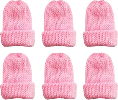 Gebreide eierwarmers - Mini-mutsjes - Ontbijt decoratie - Dubbellaags gebreid - Set van 6 - Roze
