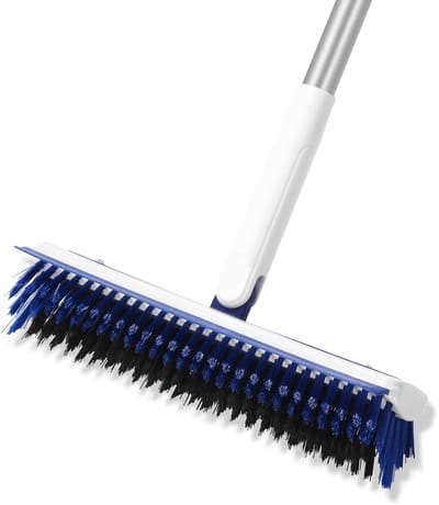Dailygoods- Vloerschrobber 2-in-1 met waterschuiver - Vloerborstel - Schrobborstel - Ergonomisch ontwerp - 5-delige steel tot 1,8 m - Ideaal voor tegels en grote oppervlakken