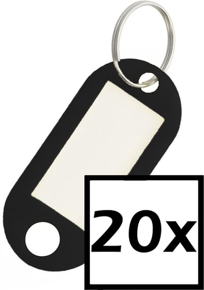 Sleutelhanger Sleutellabel Bagage Label Sleutel Naamlabel - Zwart - 20x