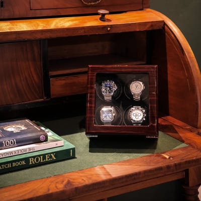 Leader Luxe Watchwinder voor 4 horloges - Horloge opwinder - horloge box - Ebony