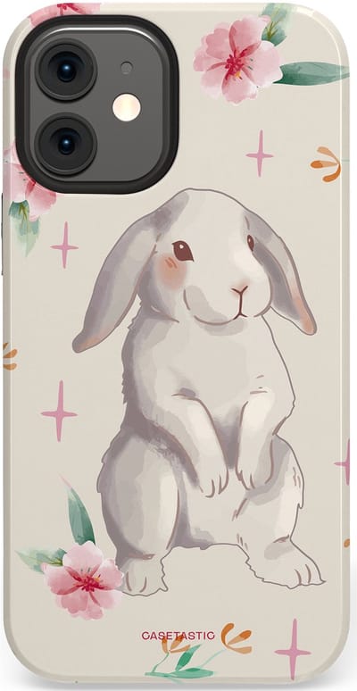 Casetastic Hoesje Geschikt voor Apple iPhone 12 Mini - Stijlvolle Beschermende Duo-layer Case - Klein konijntje