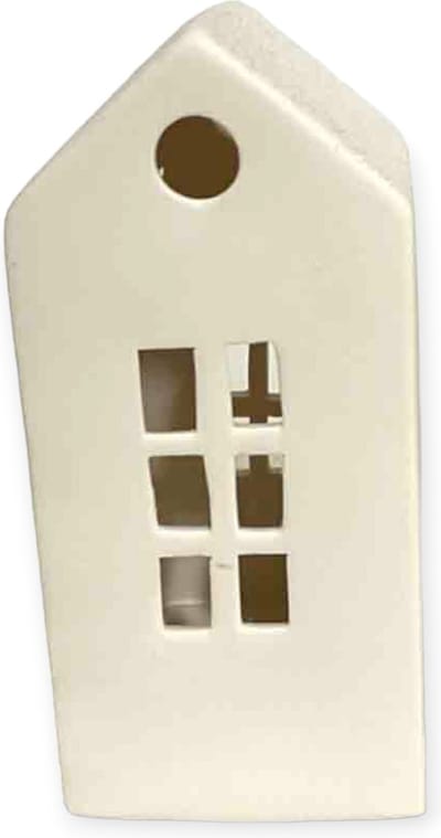 Home Society - LED Huisje - Wit - Keramiek - L - 17 x 8 x 9,5 cm