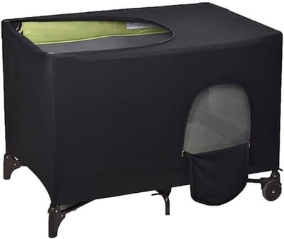 Allecta - Ademende wieg luifel cover voor reisbed - zwart - babykamer essentials.