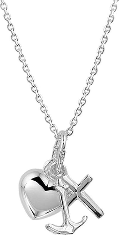 Ketting Geloof Hoop en Liefde Zilverkleur 50cm
