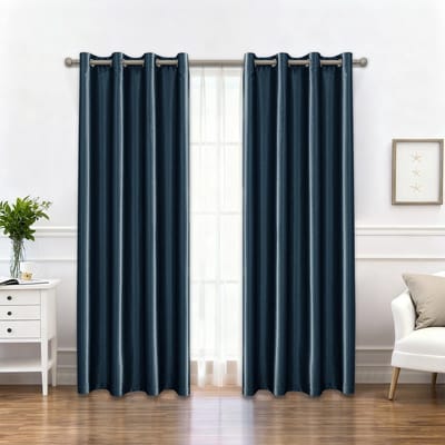 Dailygoods- Verduisteringsgordijnen 2 Stuks - Thermisch Isolerend - Geluidsabsorberend - 140x145 cm - Donkerblauw - 80% Lichtwerend - Gordijnen
