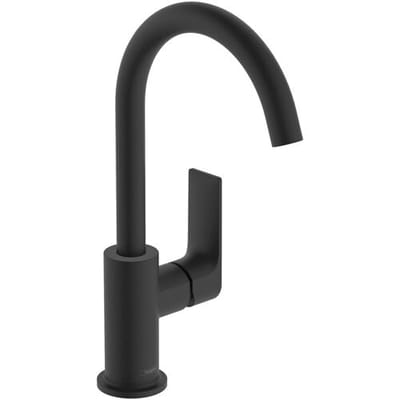 hansgrohe Rebris E - Wastafelmengkraan - Ééngreeps bediening - Met trekwaste - 210mm maat - Draaibare uitloop - Mat Zwart