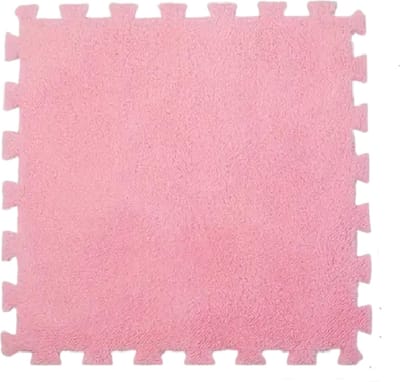Jojoy - 10 Stuks Tapijttegels - Speelmat - Kruipmat - Tapijt Tegels - Vloermat - Vloerbedekking - Pluche - Roze - 30x30CM - FLUFFTILE