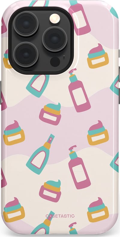 Casetastic Hoesje Geschikt voor Apple iPhone 15 Pro Magsafe - Stijlvolle Beschermende Duo-layer Case - Bubbels & Borstels - Clean Girl - Makeup