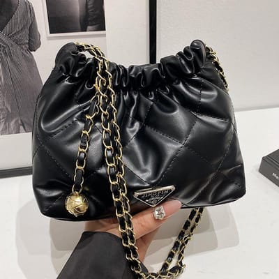 Ketting Emmer Tas Nieuwe Modieuze en Veelzijdige Crossbody Tas voor Dames Ins High-end Schouderketting Tas black