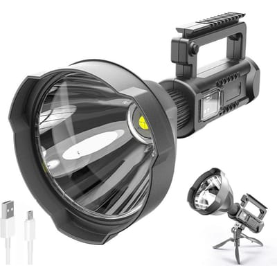 Lampe torche projecteur rechargeable 4 modes LED Super Bright Projecteur de recherche IPX5 Résistant à l'eau Lampes de travail pour la randonnée gray