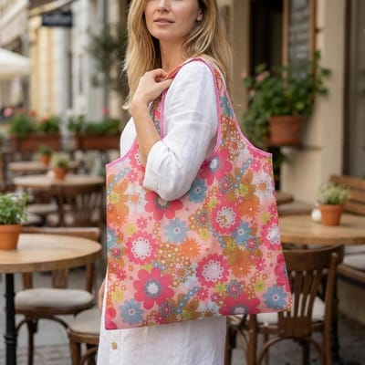 Vouwbare Herbruikbare Tas voor Dagelijkse Boodschappen en Reizen, Lichtgewicht en Handig in Roze
