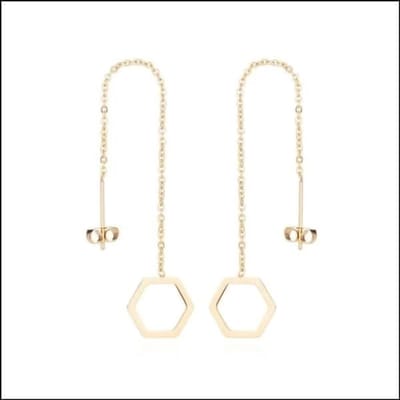 Aramat Jewels | Oorbellen | Lange Zeshoekige Chirurgisch Staal Oorbellen | Goudkleurig | | | | Volwassenen | Verkleurd niet
