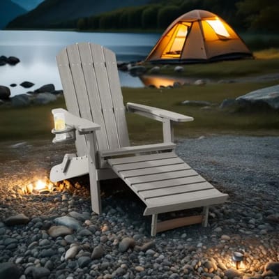 Adirondack Lounge Stoel met Voetenbank - 5x91 cm - Grijs - Medahomestore