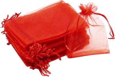 Fako Bijoux - 100 Organza Zakjes - 13x18 cm - Feestzakjes - Snoepzakjes - Cadeauzakjes - Uitdeelzakjes - Sieradenzakjes - Rood - 13x18cm - 100 Stuks