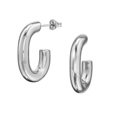 Zilver kleurige stainless steel half open oorringen | dames oorbellen | chirurgisch staal | hypoallergeen | Zilverana | RVS