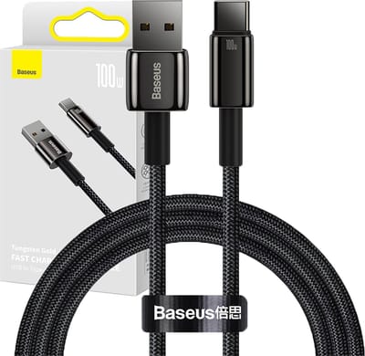 Baseus - Tungsten - Gold kabel USB-A - USB-C 480Mb/s 100W 2m zwart - (CAWJ000101)