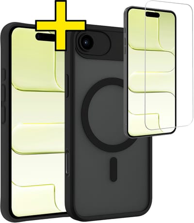 Hoesje - Met Screenprotector - Geschikt voor Apple iPhone Air - Magsafe Compatible - Sterk & Shockproof - Back Cover - Shock Proof Case - Telefoon Hoes - Telefoonhoesjes - Zwart