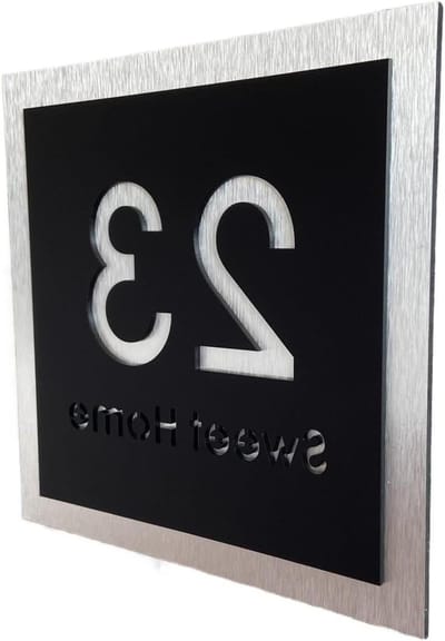 Huisnummer Plaat - Adresbord Naam - Huis Herkenning - Aluminium Legering - 15x15CM - Zwart Zilver