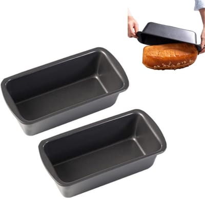 2 stuks - Broodvormen - Toastvormen - Bananenbroodvormen - Cakevormen - Gebakken brood - Rechthoekige vormen - Gemaakt van koolstofstaal - Rechthoekige brood- en cakevormen geschikt voor ovens en airfryers(zwart)