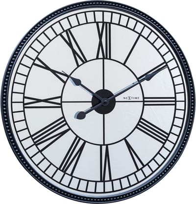 NeXtime Cleopatra Mirror – Stille Wandklok – 56 cm – Spiegel – Zwart
