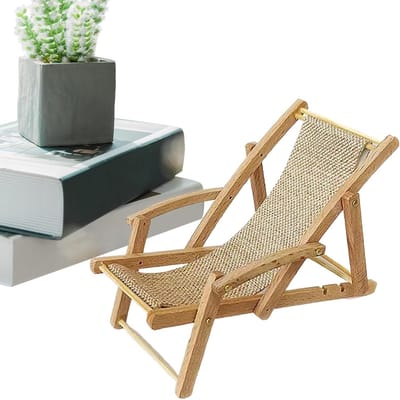 Miniatuur Strandstoel - Mini Ligstoel - Poppenhuis Decoratie - Klassiek Klapontwerp - 15 x 6.1 x 6.5 cm - Kaki