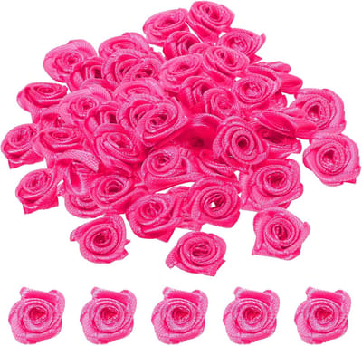 50 Stuks Mini Satijnen Lint Rozen Applicaties 1,5 cm voor Knutselen en Bruiloft Decoratie