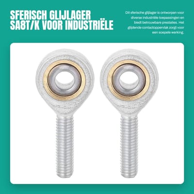 Dailygoods- Glijlager Sferisch - Zelfinstellend - 8mm Binnendiameter - 2 Stuks - Roestvrij Staal - Grote Belastbaarheid - Lager
