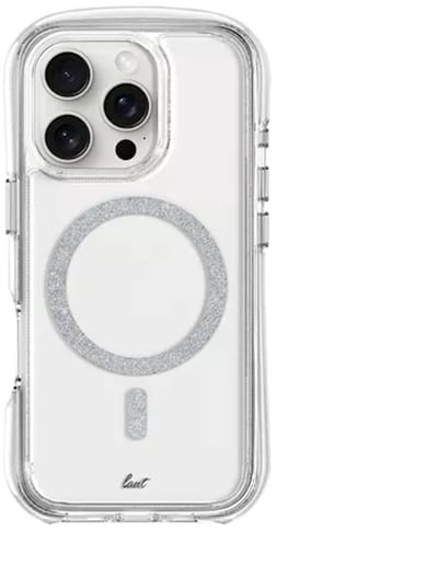 LAUT AERO SPARKLE iPhone Hoes – Crystal Clear met Glinsterend Effect & 6m Valbeveiliging | MagSafe Compatible | Apple iPhone 16 Pro