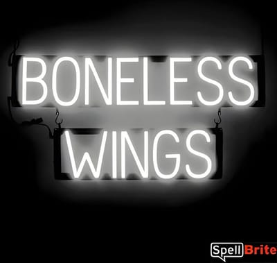BONELESS WINGS - Lichtreclame Neon LED bord verlicht | SpellBrite | 77 x 38 cm | 6 Dimstanden - 8 Lichtanimaties | Reclamebord neon verlichting