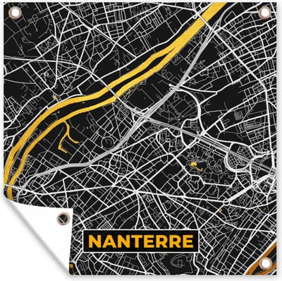 Tuin poster Nanterre - Plattegrond – Kaart – Frankrijk – Stadskaart - 200x200 cm - Tuindoek