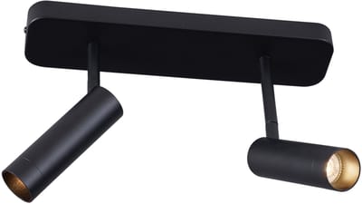 QAZQA kate - Moderne Plafondspot | Spotje | Opbouwspot - 2 lichts - L 32 cm - Zwart - Woonkamer | Slaapkamer | Keuken