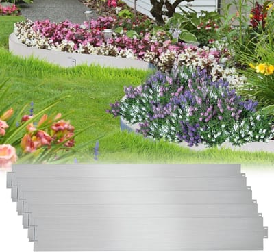 Metalen Gazonrand - Flexibele Bedrand - Tuin Decoratie - Verzinkt Staal - 18 cm Hoog - Zilver