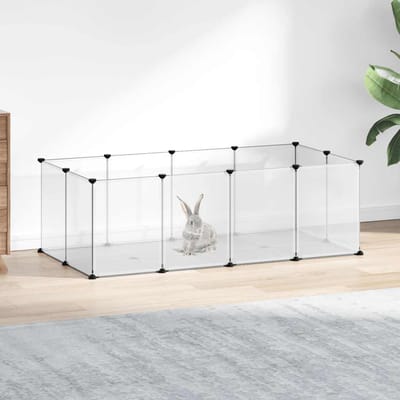 vidaXL - Dierenhok - klein - 144x74x46,5 - cm - polypropeen - en - staal - transparant