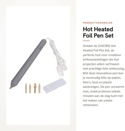 Dailygoods - Hot Heated Foil Pen Set - USB Foil Stamping en Embossing Tool - Creatieve Projecten - Voor Hobbymakers - Mooie Afdrukken - Geschikt voor...