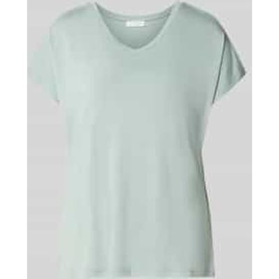 T-shirt van mix van viscose en elastaan met v-hals