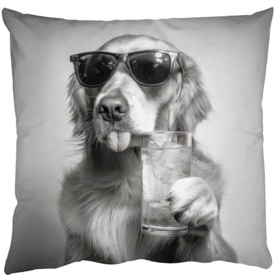 Sierkussens - Kussentjes Woonkamer - 50x50 cm - Golden retriever - Hond - Zonnebril - Gkas